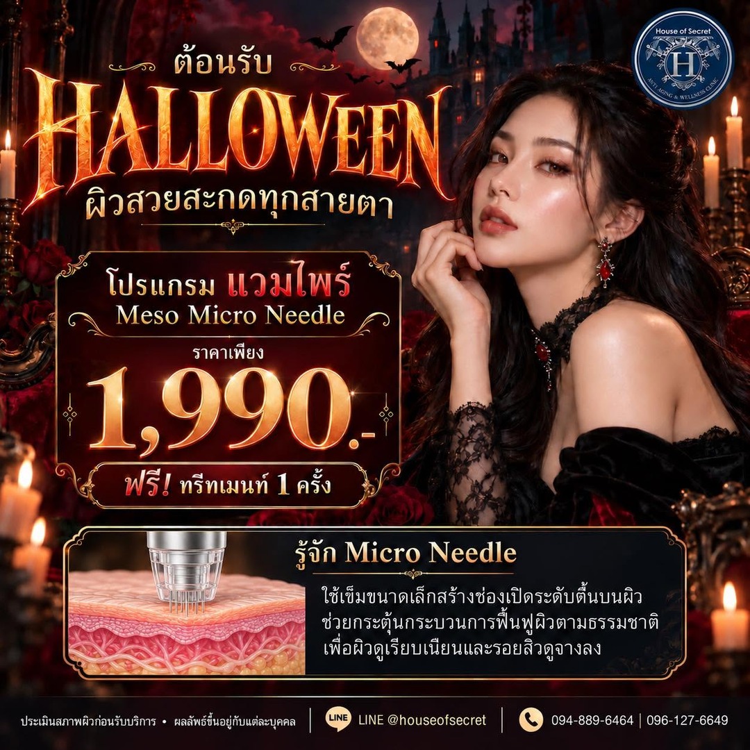 โปรแกรมแวมไพร์ Meso Micro Needle ราคาเพียง 1,990.- ฟรี! ทรีทเมนท์ 1 ครั้ง